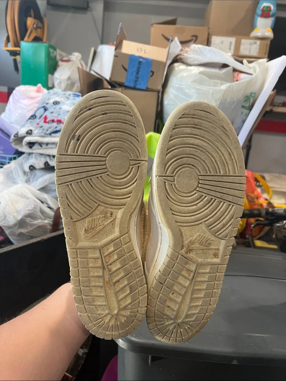 Nike Dunk Low-Top Sneakers in Beige and Cream